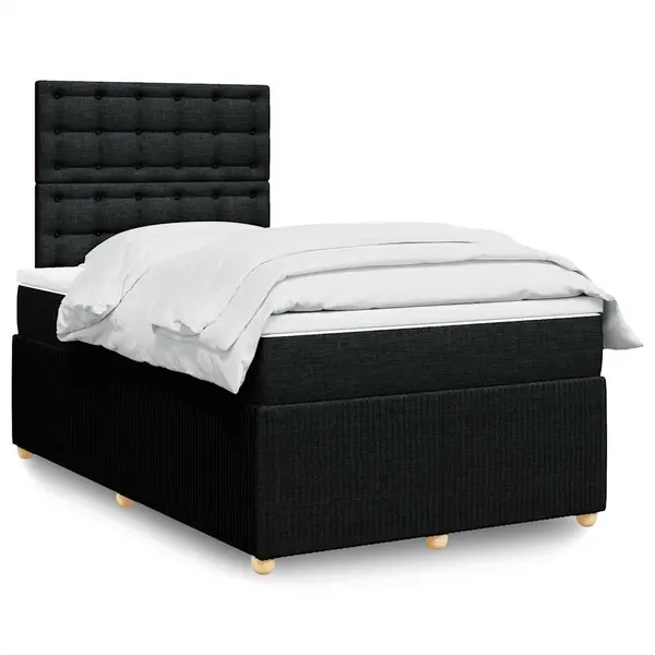 Gossi pat box spring cu saltea, negru, 120x190 cm, catifea