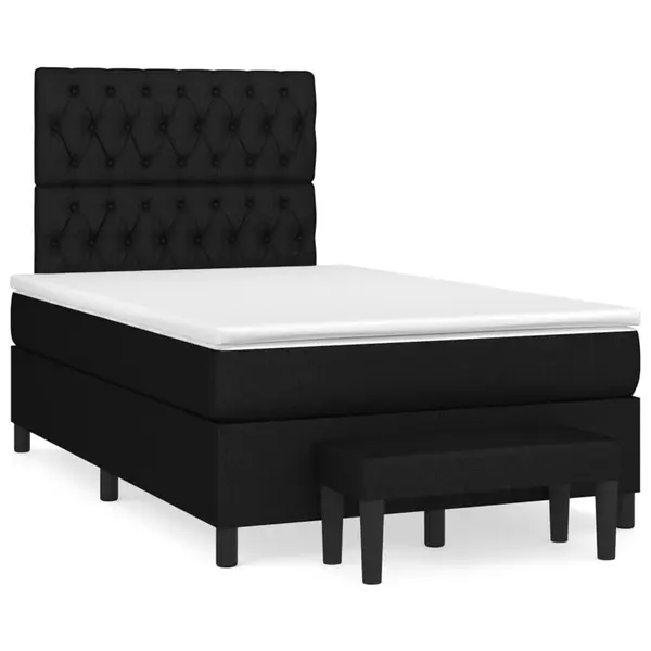 Gossi pat box spring cu saltea, negru, 120x190 cm, catifea