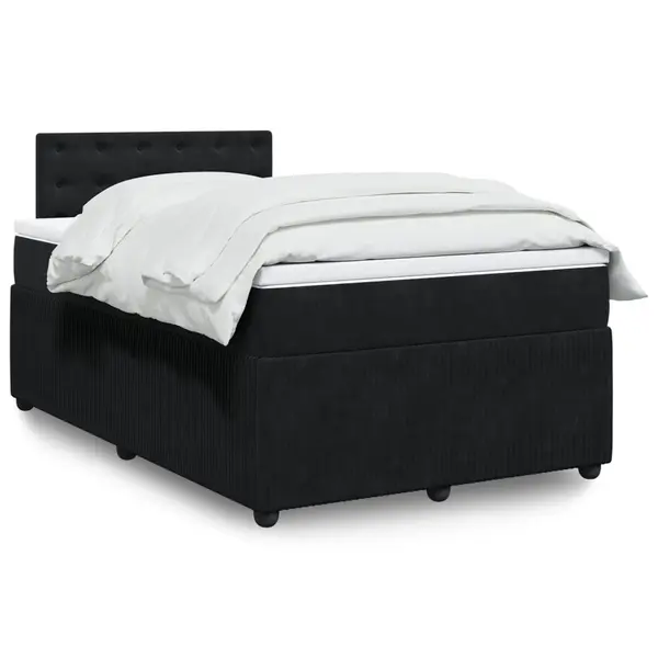 Gossi pat box spring cu saltea, negru, 120x190 cm, catifea