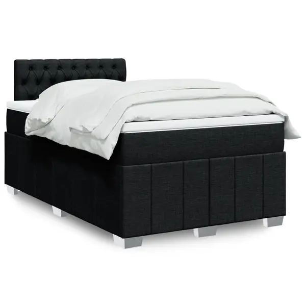 Gossi pat box spring cu saltea, negru, 120x190 cm, catifea