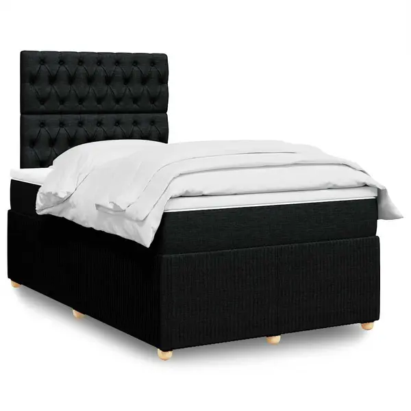 Gossi pat box spring cu saltea, negru, 120x190 cm, catifea