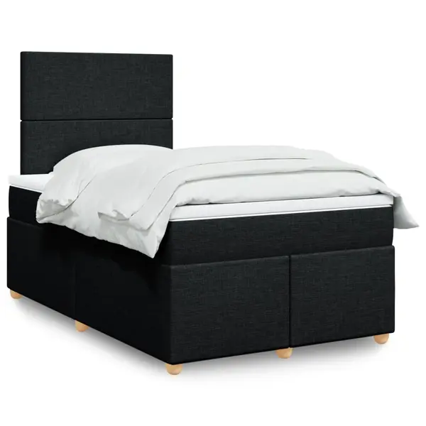 Gossi pat box spring cu saltea, negru, 120x190 cm, catifea