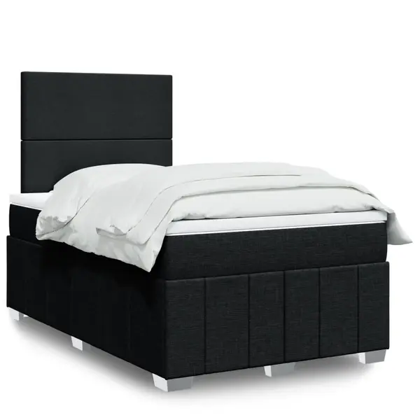 Gossi pat box spring cu saltea, negru, 120x190 cm, catifea