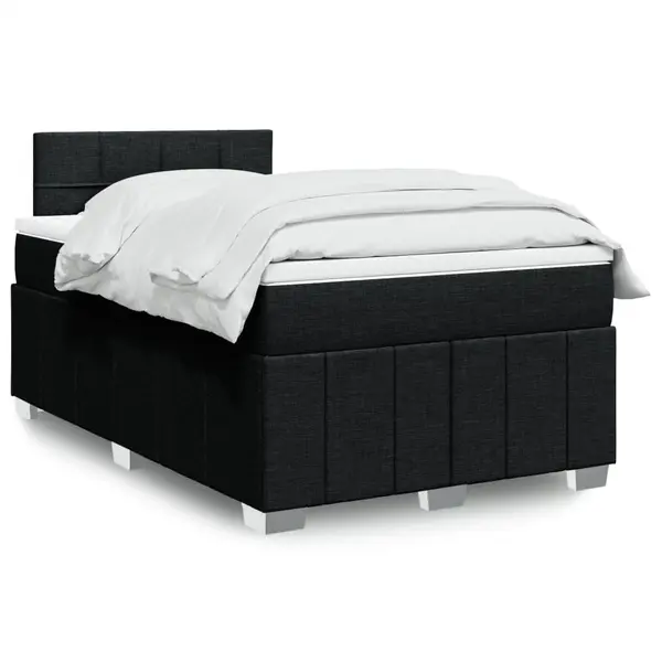 Gossi pat box spring cu saltea, negru, 120x190 cm, catifea