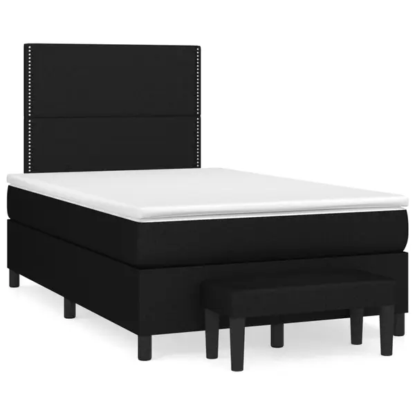 Gossi pat box spring cu saltea, negru, 120x190 cm, catifea