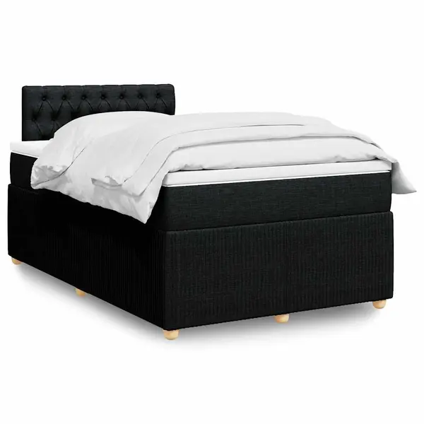 Gossi pat box spring cu saltea, negru, 120x190 cm, catifea