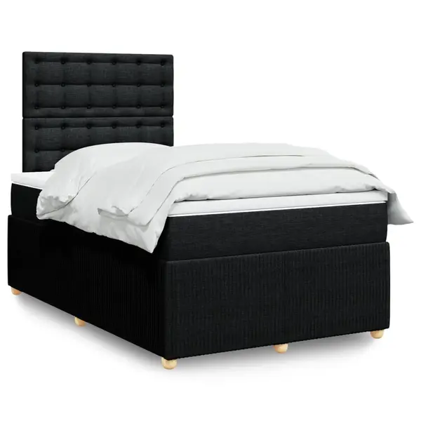 Gossi pat box spring cu saltea, negru, 120x190 cm, catifea