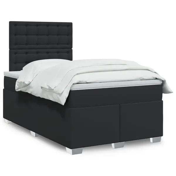 Gossi pat box spring cu saltea, negru, 120x190 cm, piele ecologica