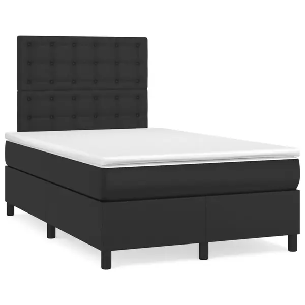 Gossi pat box spring cu saltea, negru, 120x190 cm, piele ecologica