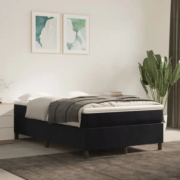 Gossi pat box spring cu saltea, negru, 120x200 cm, catifea