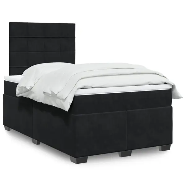 Gossi pat box spring cu saltea, negru, 120x200 cm, catifea