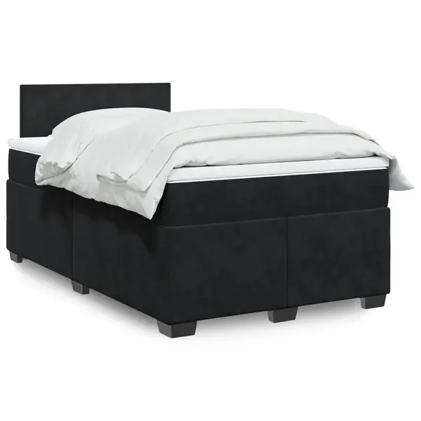 Gossi pat box spring cu saltea, negru, 120x200 cm, catifea