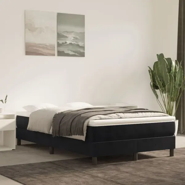 Gossi pat box spring cu saltea, negru, 120x200 cm, catifea