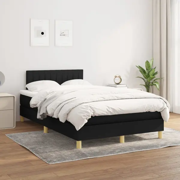 Gossi pat box spring cu saltea, negru, 120x200 cm, textil