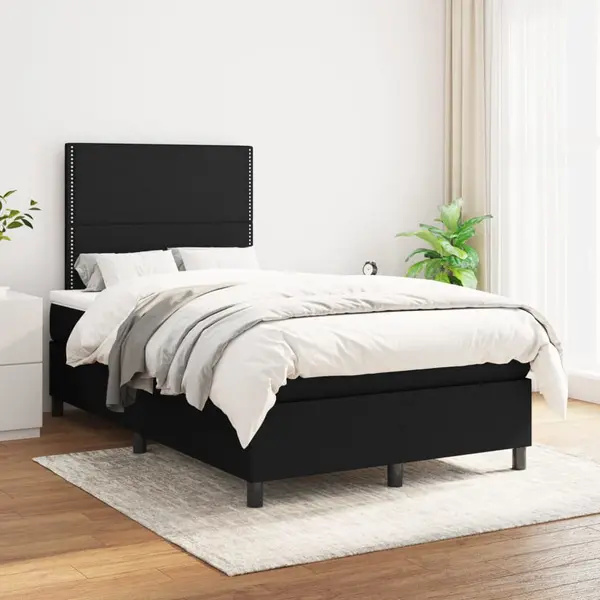 Gossi pat box spring cu saltea, negru, 120x200 cm, textil