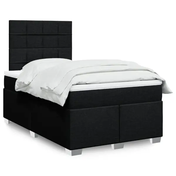 Gossi pat box spring cu saltea, negru, 120x200 cm, textil