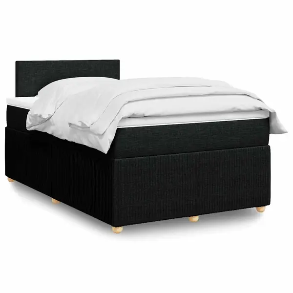 Gossi pat box spring cu saltea, negru, 120x200 cm, textil