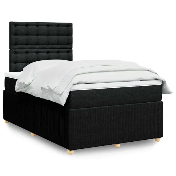 Gossi pat box spring cu saltea, negru, 120x200 cm, textil