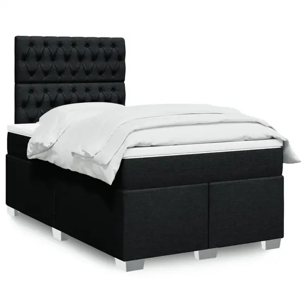 Gossi pat box spring cu saltea, negru, 120x200 cm, textil