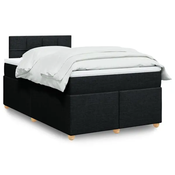 Gossi pat box spring cu saltea, negru, 120x200 cm, textil
