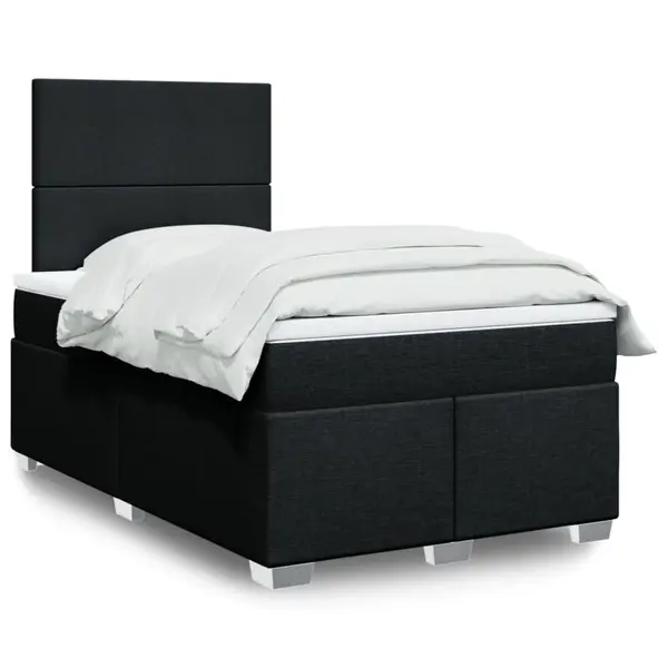Gossi pat box spring cu saltea, negru, 120x200 cm, textil