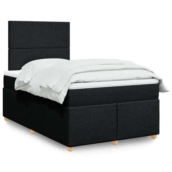 Gossi pat box spring cu saltea, negru, 120x200 cm, textil