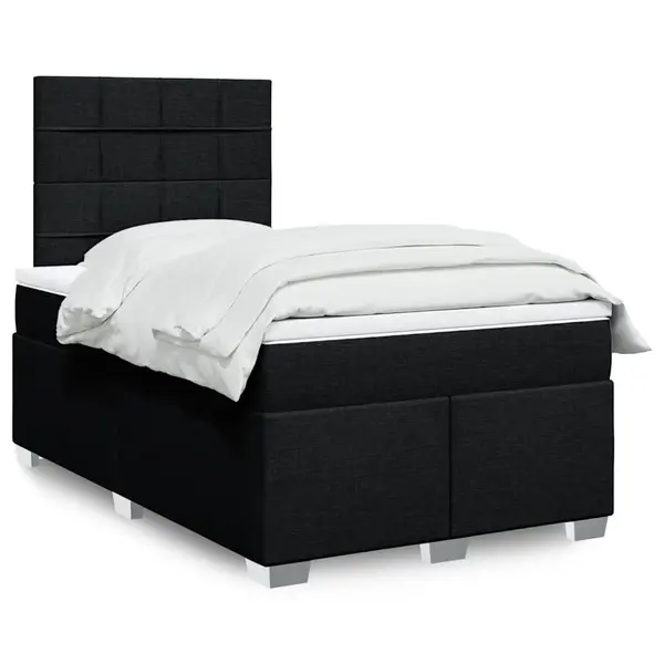 Gossi pat box spring cu saltea, negru, 120x200 cm, textil