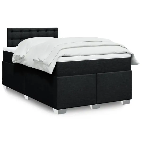 Gossi pat box spring cu saltea, negru, 120x200 cm, textil