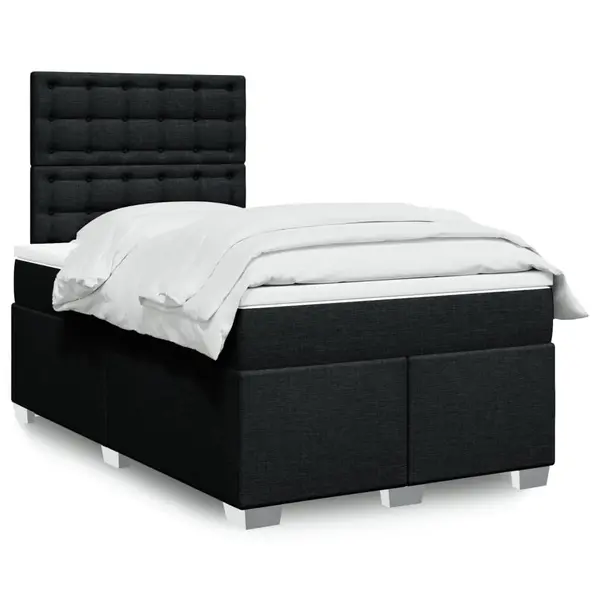 Gossi pat box spring cu saltea, negru, 120x200 cm, textil