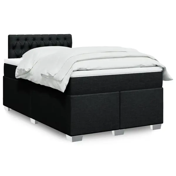 Gossi pat box spring cu saltea, negru, 120x200 cm, textil