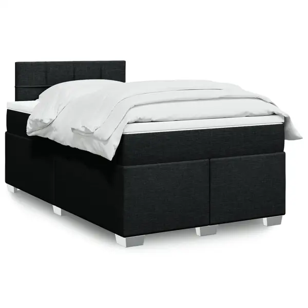 Gossi pat box spring cu saltea, negru, 120x200 cm, textil