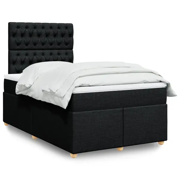 Gossi pat box spring cu saltea, negru, 120x200 cm, textil