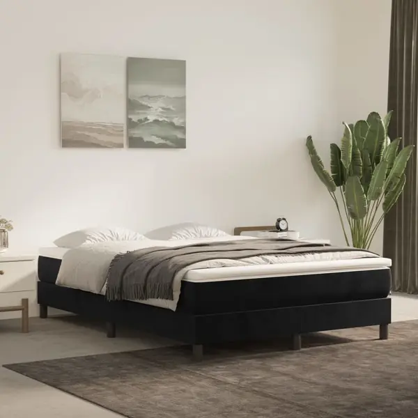 Gossi pat box spring cu saltea, negru, 140x190 cm, catifea