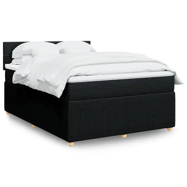 Gossi pat box spring cu saltea, negru, 140x190 cm, textil