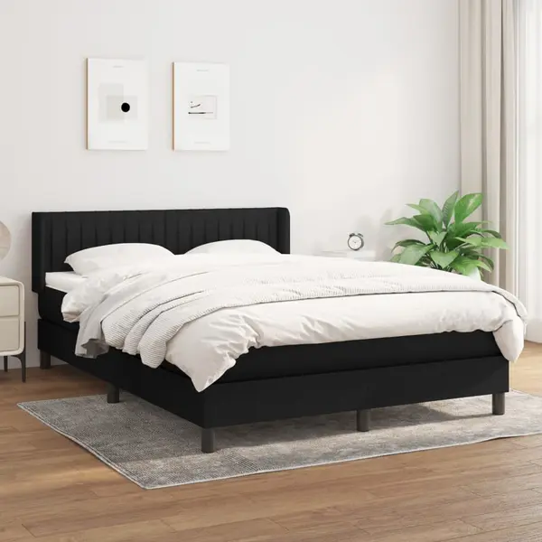 Gossi pat box spring cu saltea, negru, 140x190 cm, textil