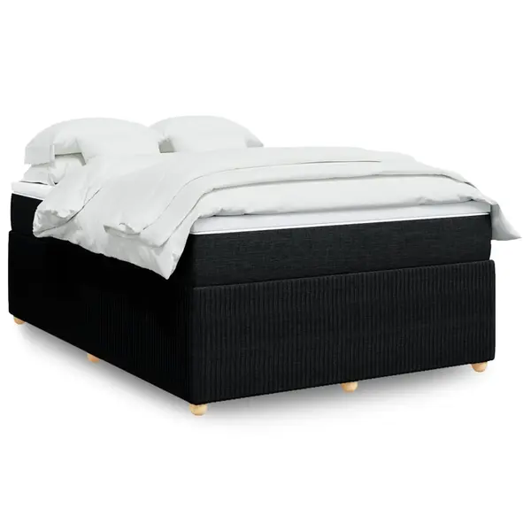 Gossi pat box spring cu saltea, negru, 140x190 cm, textil