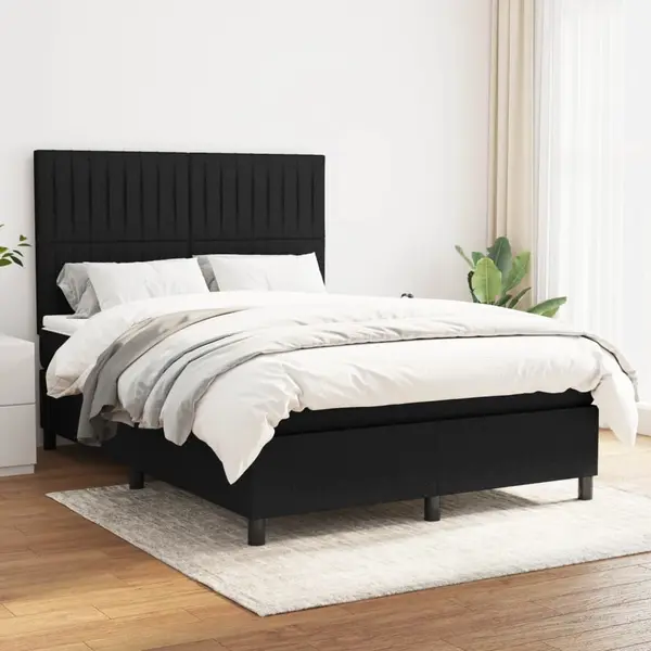 Gossi pat box spring cu saltea, negru, 140x190 cm, textil