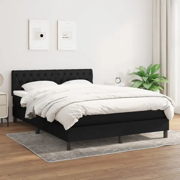 Gossi pat box spring cu saltea, negru, 140x190 cm, textil