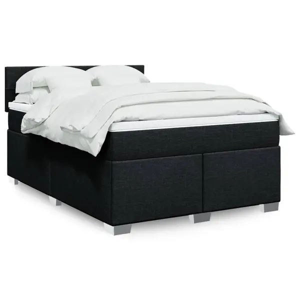 Gossi pat box spring cu saltea, negru, 140x190 cm, textil