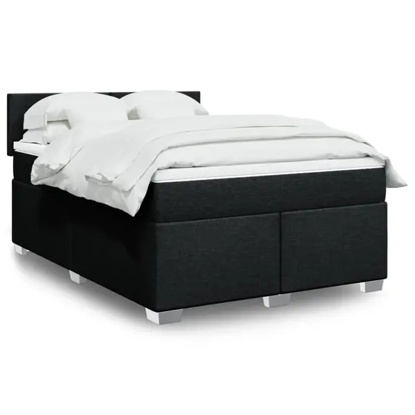 Gossi pat box spring cu saltea, negru, 140x190 cm, textil