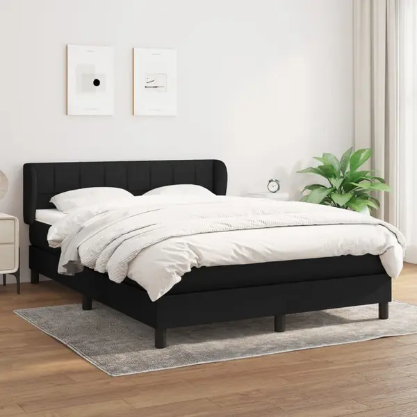 Gossi pat box spring cu saltea, negru, 140x190 cm, textil
