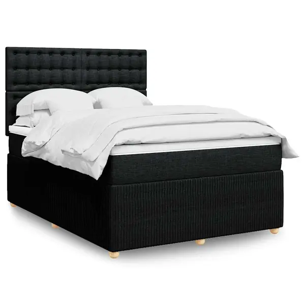 Gossi pat box spring cu saltea, negru, 140x190 cm, textil