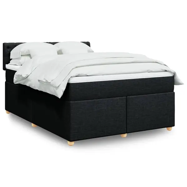 Gossi pat box spring cu saltea, negru, 140x190 cm, textil