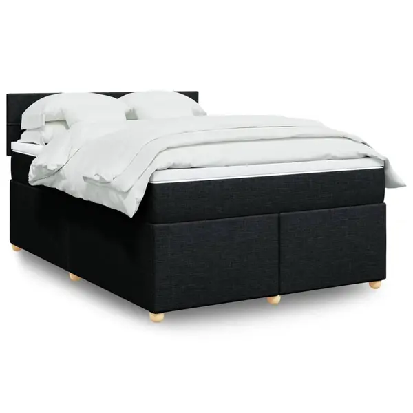 Gossi pat box spring cu saltea, negru, 140x190 cm, textil
