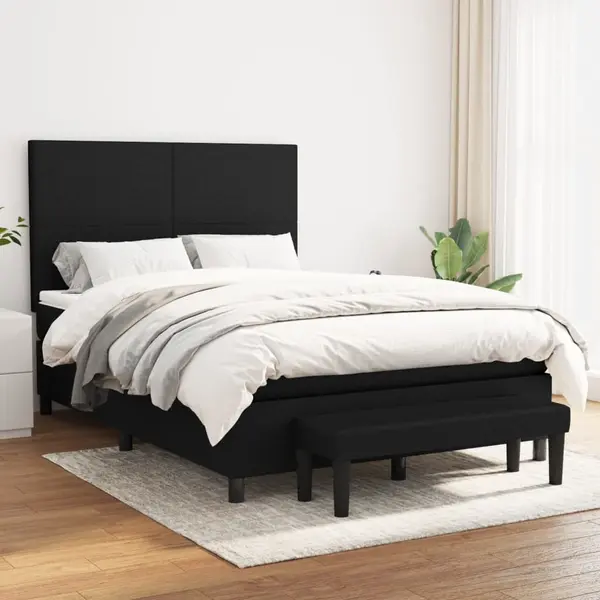 Gossi pat box spring cu saltea, negru, 140x190 cm, textil