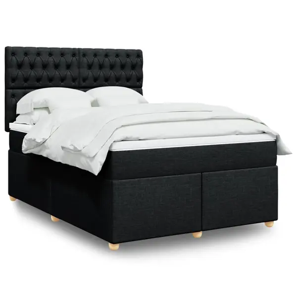 Gossi pat box spring cu saltea, negru, 140x190 cm, textil