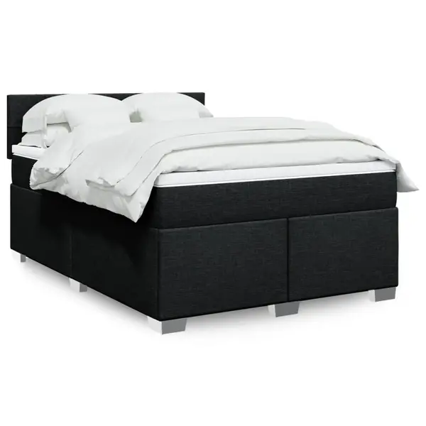 Gossi pat box spring cu saltea, negru, 140x190 cm, textil