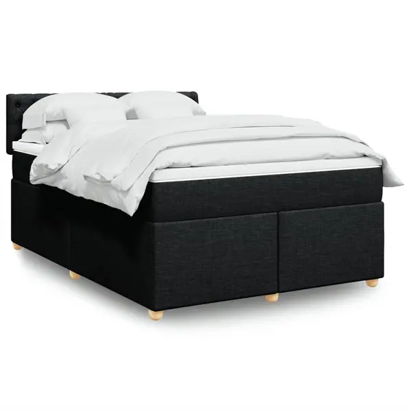 Gossi pat box spring cu saltea, negru, 140x190 cm, textil