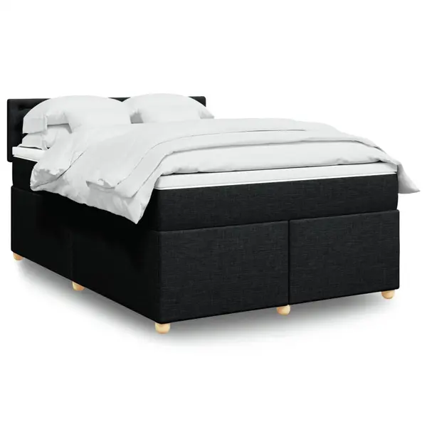 Gossi pat box spring cu saltea, negru, 140x190 cm, textil