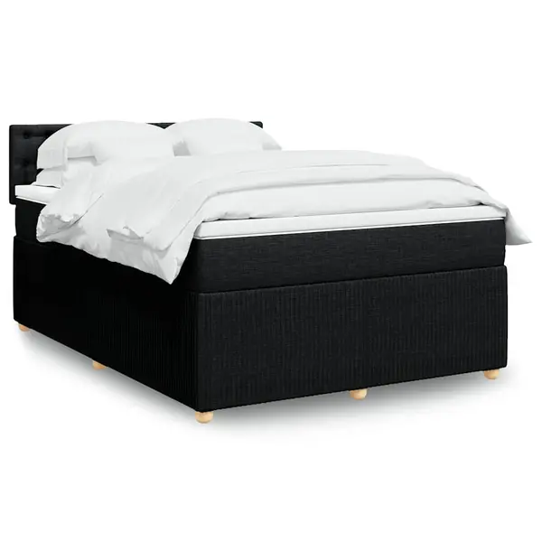 Gossi pat box spring cu saltea, negru, 140x190 cm, textil
